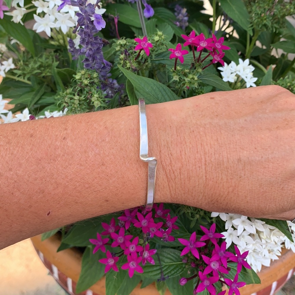 Vintage Sterling Silver Mexico Thin Cuff Bracelet
